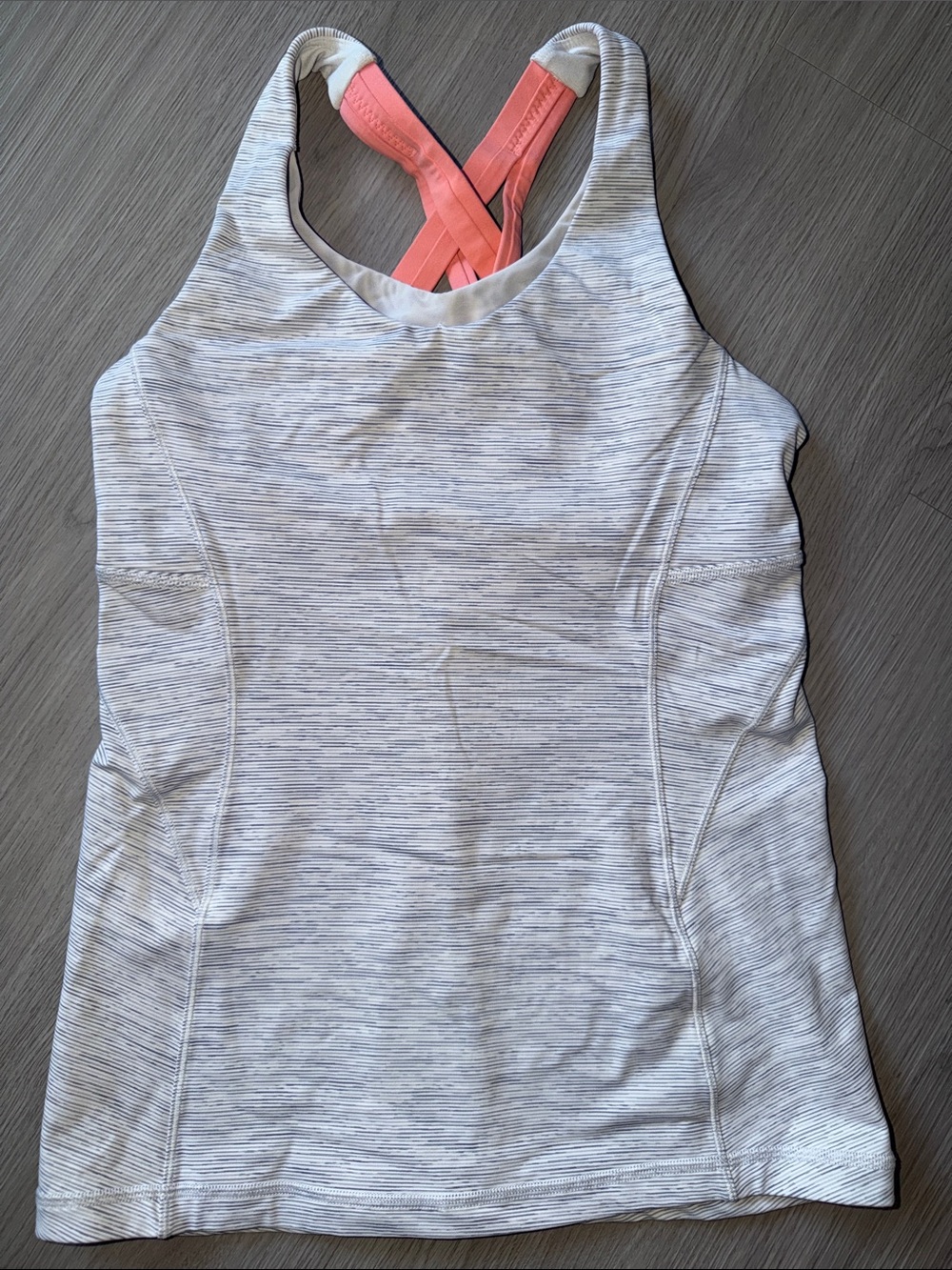 lululemon athletica White Heather Tank with Coral Cross Straps
